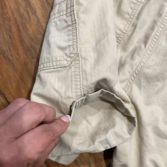 Levi’s Tan Khaki Color Rolled Hem Shorts Tonal Striped - Picture 8 of 14